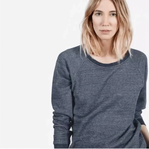 Everlane Heathered Blue-Gray Pullover Crew Sweatshirt Women's Size Small - Picture 4 of 6